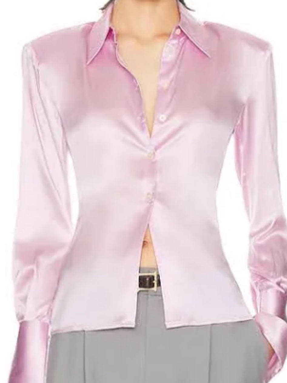 Express Women's Satin Button-Down Shirt In Soft Blush
